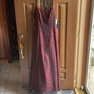 Lace up back, long puffy prom dress with stars